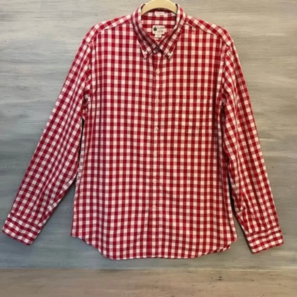 J. Crew 100% Cotton Tailored Fit Buffalo Check Button Down Shirt Large GC